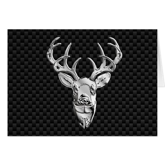Silver Deer Design on Carbon Fibre Style Print (Front Horizontal)