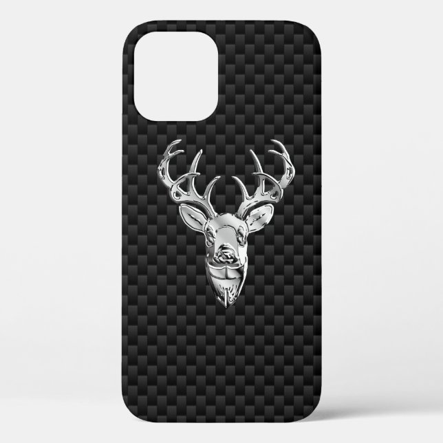 Silver Deer Figure on Carbon Fibre Style Print Case-Mate iPhone Case (Back)