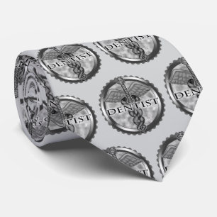 Silver Dentist Caduceus Tie