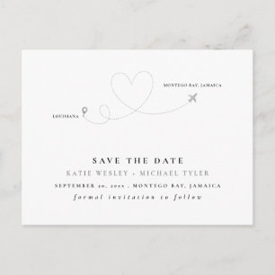 Silver Destination Wedding Save the Date Announcement Postcard