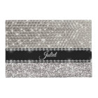 Silver Diamond Faux Glitter Look Dog Cat Placemat