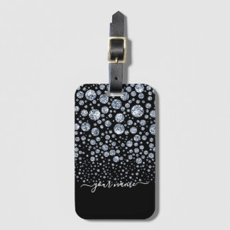 Silver Diamond Glitter Bling rhinestone Luggage Tag
