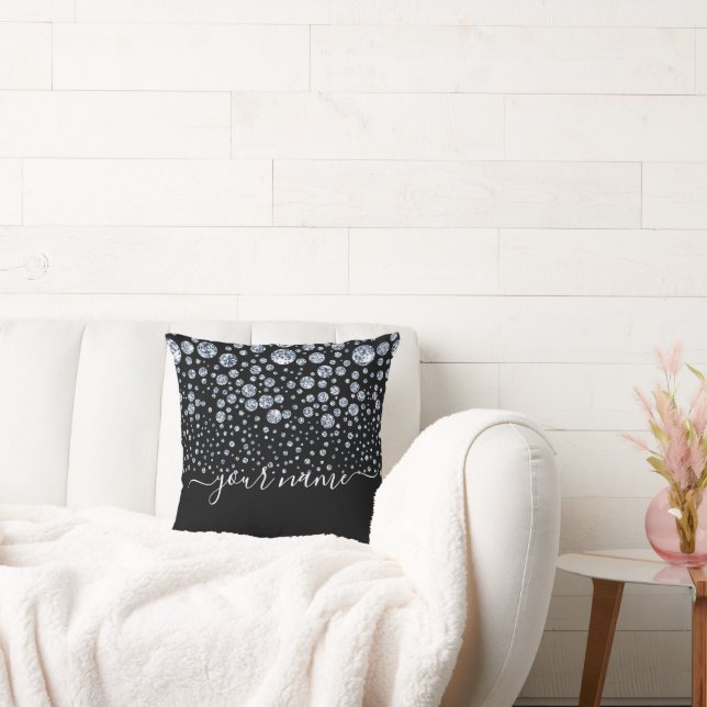 Silver Diamond Glitter Bling rhinestone Throw Pillow (Couch)