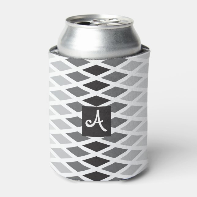 Silver Diamond Ombre Monogram Can Cooler (Can Front)