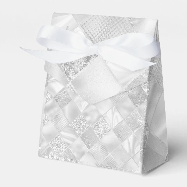Silver Diamond Pattern Favor Box (Front Side)