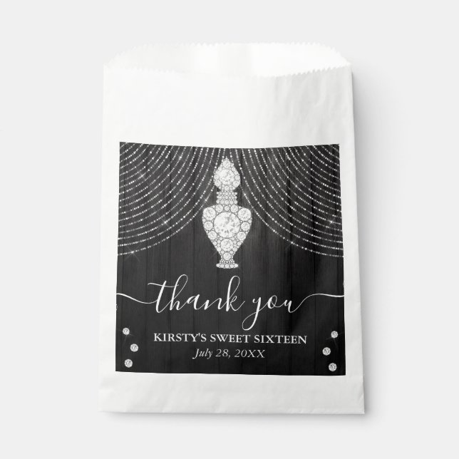 Silver Diamond Perfume Bottle Sweet Sixteen Favour Bag (Front)