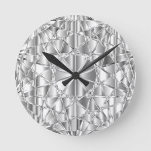 Silver Diamond Round Pillow Round Clock
