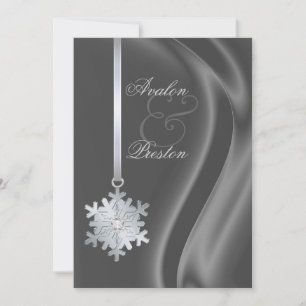 Silver Diamond Snowflake Silver Silk Invitation