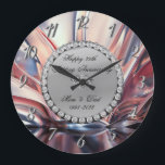 Silver  Diamonds Ombre 25th Wedding Anniversary Large Clock<br><div class="desc">Elegant silver diamonds wedding anniversary clock.</div>