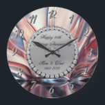 Silver  Diamonds Ombre 25th Wedding Anniversary Large Clock<br><div class="desc">Elegant silver diamonds wedding anniversary clock.</div>