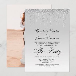Silver Diamonds Photo Wedding After Party Invitation