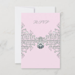 Silver Diamonds Pink Sweet 16 Birthday Party RSVP