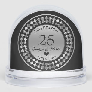 Silver Diamonds Wedding Anniversary Snowglobe