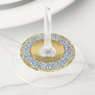 Silver Diamonds Wine Glass Tag