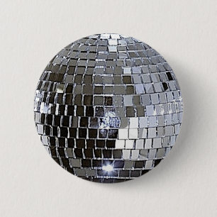 Silver Disco Ball 2 Inch Round Button