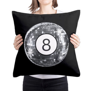 Silver Disco Ball, 8 Ball Art, College Girl Dorm Throw Pillow