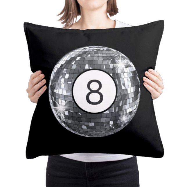 Silver Disco Ball, 8 Ball Art, College Girl Dorm Throw Pillow (Creator Uploaded)