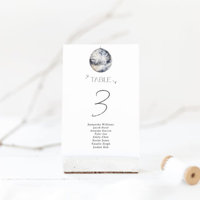Silver Disco Ball Bridal Shower Table Number (Creator Uploaded)