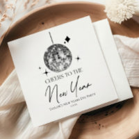 Silver Disco Ball Cheers New Years Eve Party