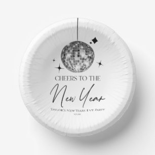 Silver Disco Ball Cheers New Years Eve Party  Paper Plate