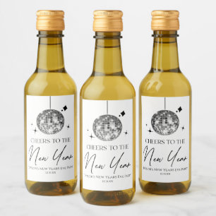 Silver Disco Ball Cheers New Years Eve Party Wine Label