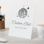 Silver Disco Ball Custom Text Party Sign