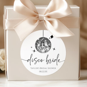 Silver Disco Ball Disco Bride Bridal Shower Classic Round Sticker