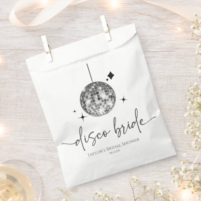 Silver Disco Ball Disco Bride Bridal Shower Favour Bag (Clipped)