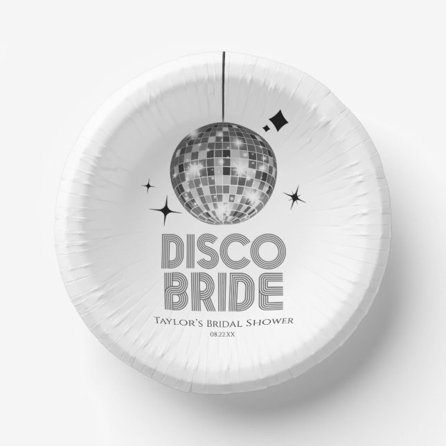 Silver Disco Ball Disco Bride Bridal Shower Paper Plate (Front)