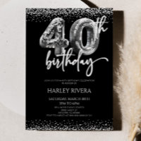 Silver Disco Ball Glitter 40th Birthday Party
