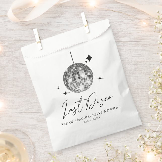 Silver Disco Ball Last Disco Bachelorette Party Favour Bag (Clipped)
