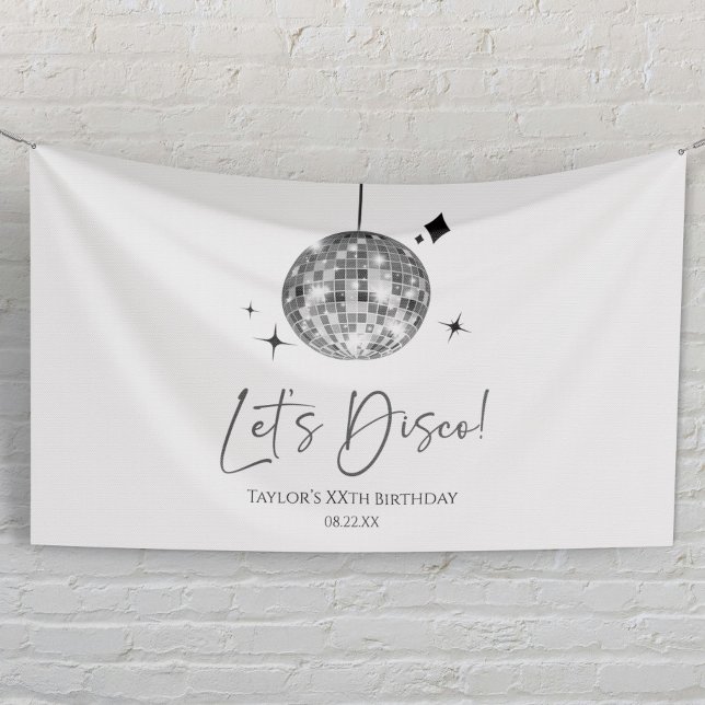 Silver Disco Ball Let's Disco Birthday Party Banner (Creator Uploaded)