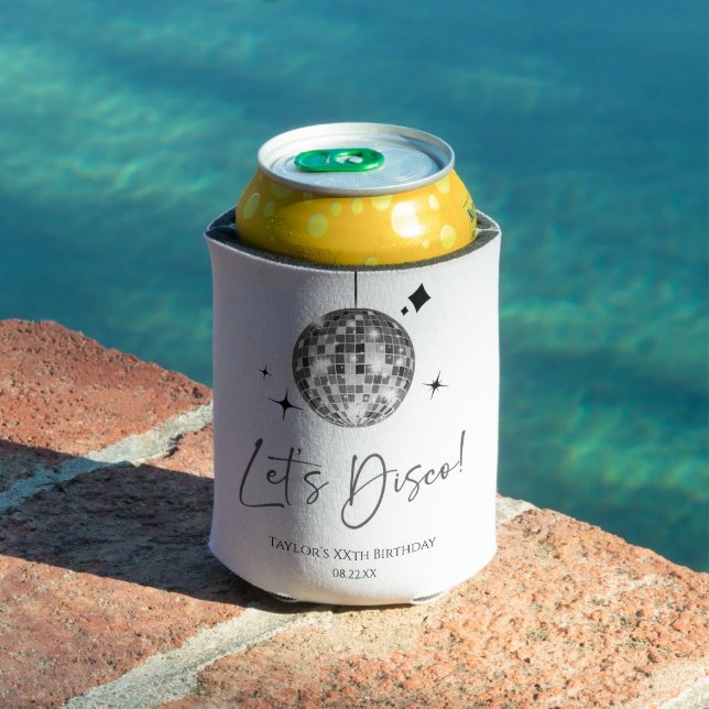Silver Disco Ball Let's Disco Birthday Party Can Cooler (In Situ Pool)