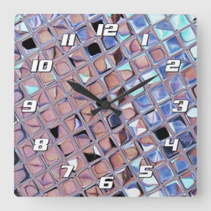 Silver Disco Ball Macro Retro Mirror Ball Photo Square Wall Clock