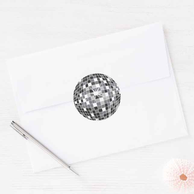 Silver Disco Ball Pattern Classic Round Sticker (Envelope)