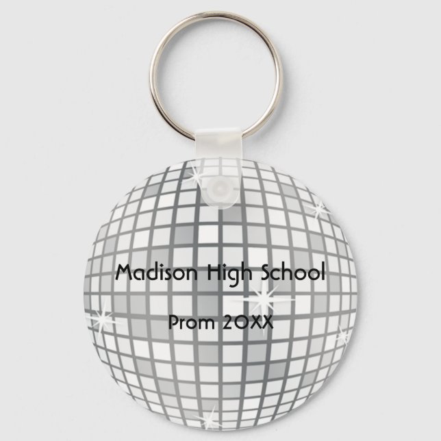 Silver Disco Ball Prom Formal Favour Keychain (Front)