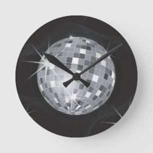 silver disco ball round clock