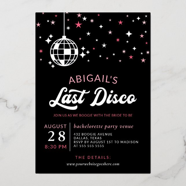 Silver Disco Ball Stars Bachelorette Last Disco (Front)