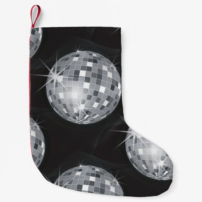 silver disco ball xmas christmas stocking (Front)