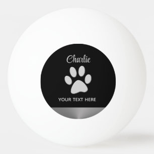 Silver Dog Paw on black background Ping Pong Ball