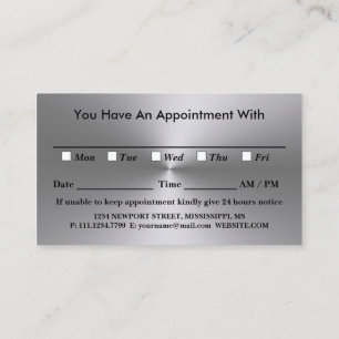 Silver Dog Paw on black Pet Grooming Service Appointment Card