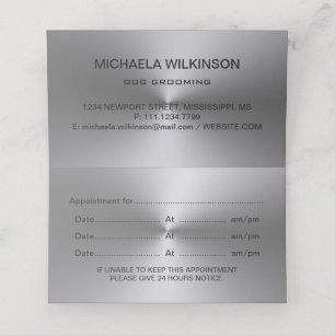 Silver Dog Paw on black Pet Grooming Service Appointment Card