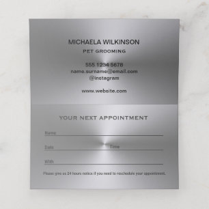 Silver Dog Paw on black Pet Grooming Service Appointment Card