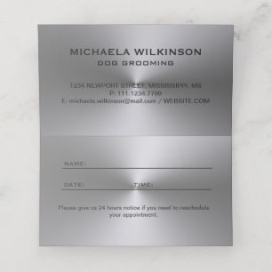 Silver Dog Paw on black Pet Grooming Service Appointment Card