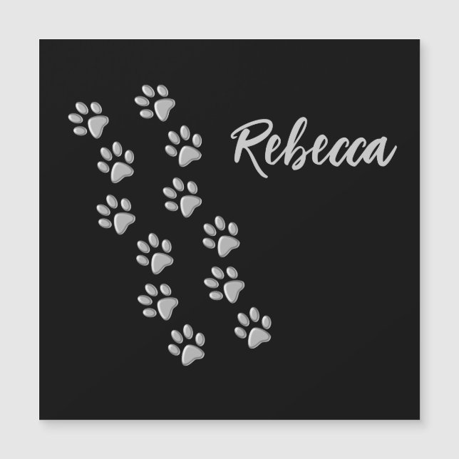Silver Dog Paws black Background Print Pattern (Front)