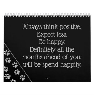 Silver Dog Paws black Background Print Pattern Cal Calendar