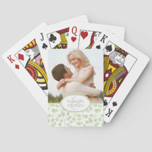 Silver Dollar Eucalyptus & Branches - Wedding Phot Playing Cards