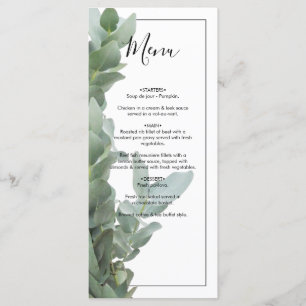 Silver Dollar Eucalyptus Wedding Menu