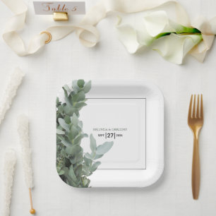 Silver Dollar Eucalyptus Wedding  Paper Plate