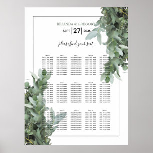 Silver Dollar Eucalyptus Wedding Seating Chart
